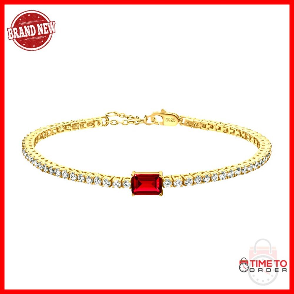 18K Gold Plated Silver Tennis Bracelet with Lab Grown Gemstones